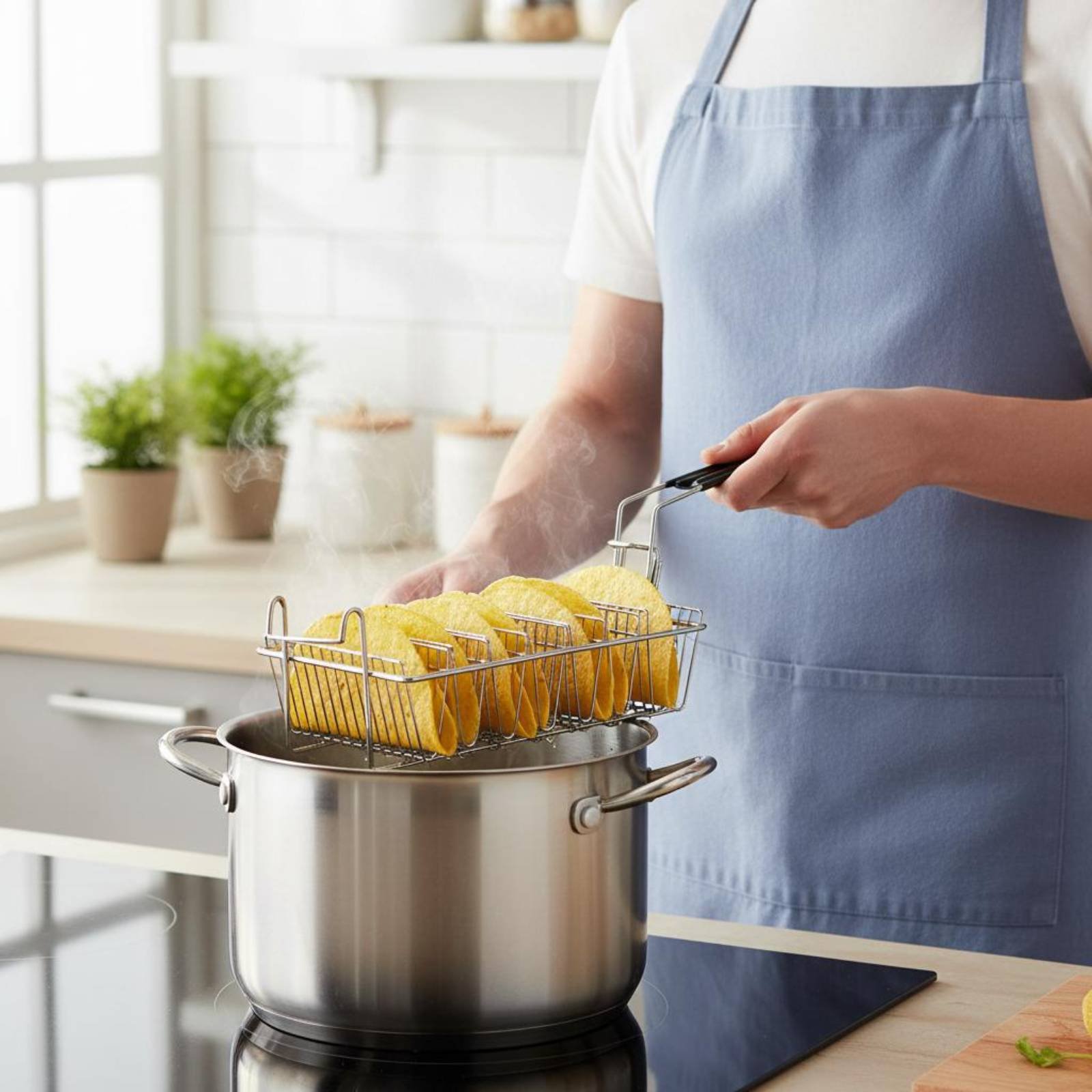 Deep Fryer Stainless - 8-gniazdowy stojak na taco, żaroodporny koszyk