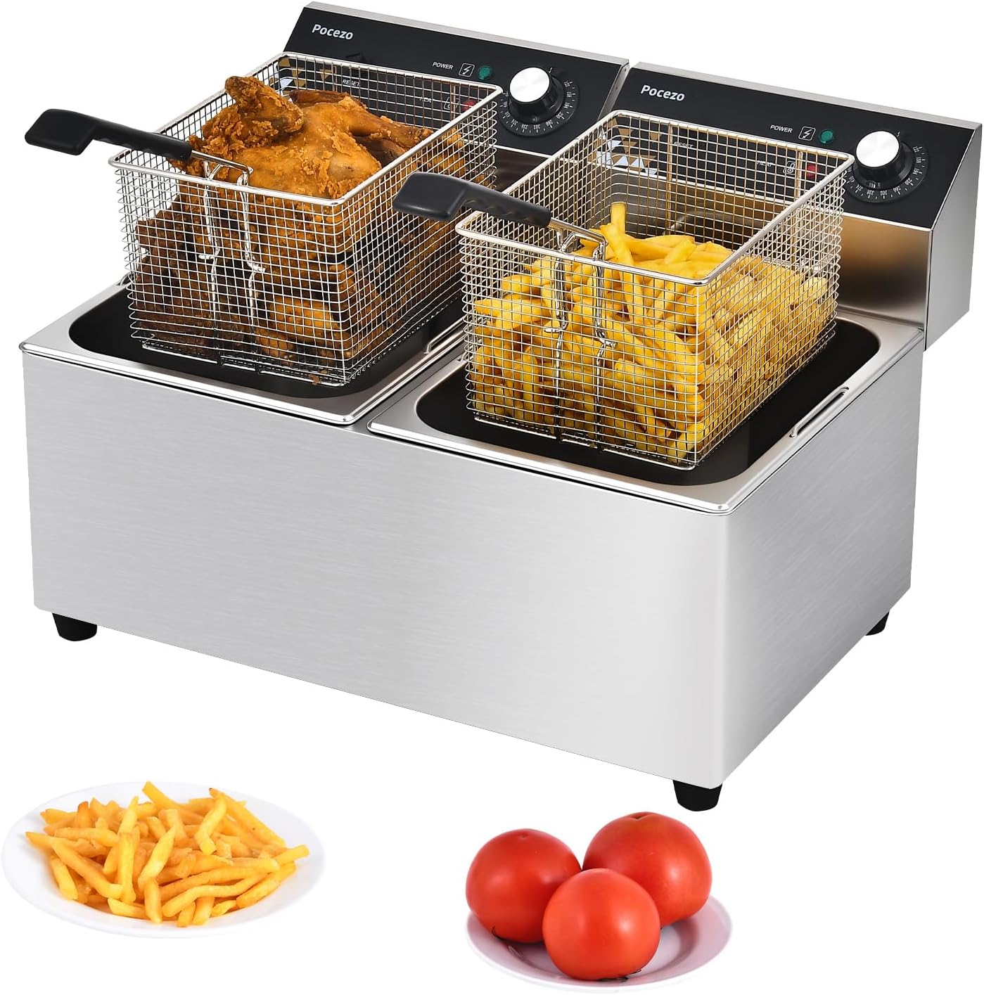 Deep Fryer Stainless - Frytkownica z koszem, 3400W, zbiornik na